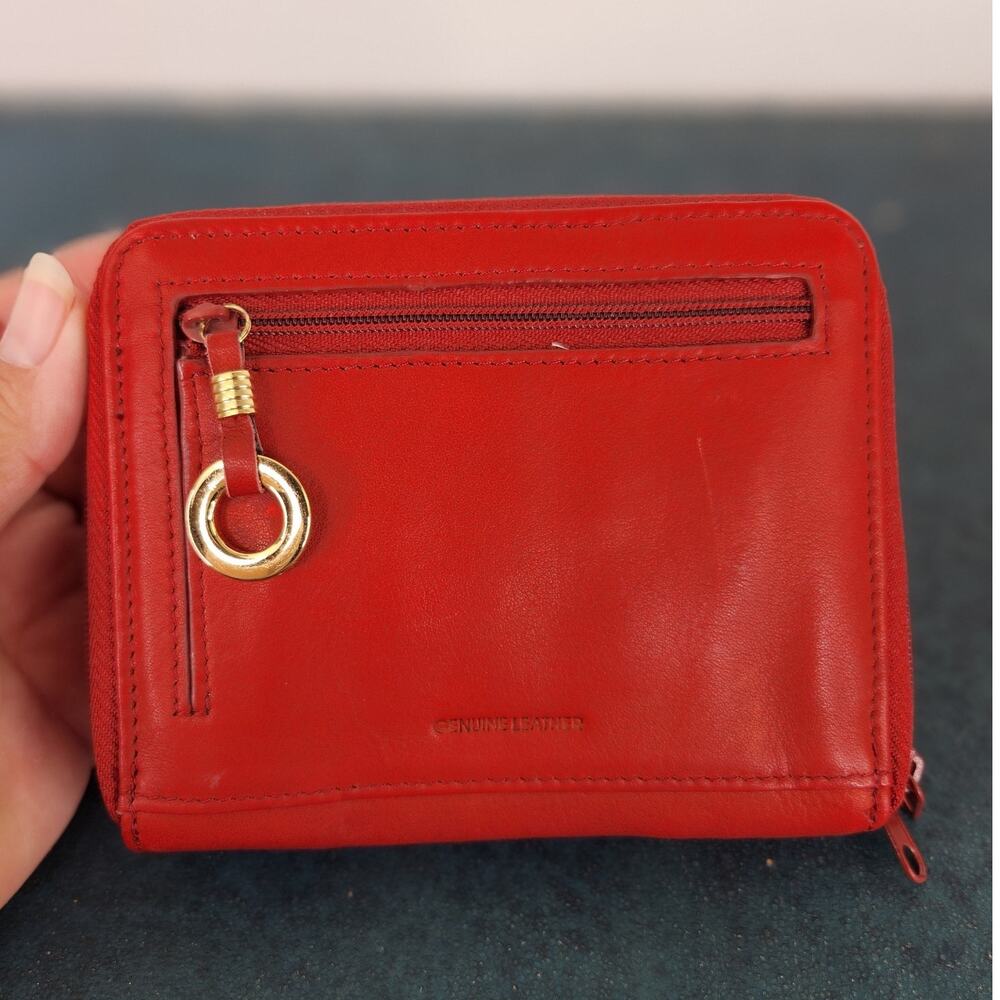 VTG Princess Gardner Accessories Red Leather Double Zipper Wallet